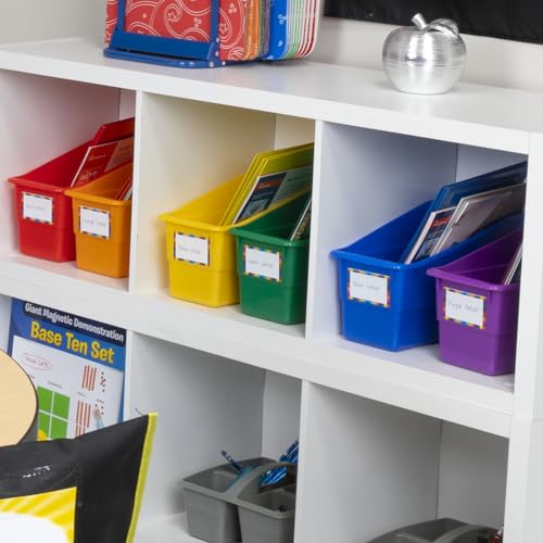 Image of Really Good Stuff Rainbow Organizing Bins, Plastic Book Holders - 12-Pack