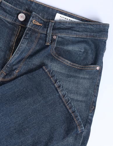 Image of Flying Machine Men's Slim Straight Fit Jeans| Solid | Mid Rise | Stretchable | Jeans for Man