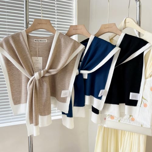 Women's Colorblock Shawl – Soft, Stylish & Perfect for Everyday or Gifting, Knitted Knotted Wraps for Ac Rooms2