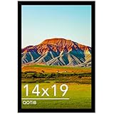 QOTIB 14x19 Picture Frame Black for Wall Mounting, Horizontal and Vertical Formats for Wall Hanging, Wood 14x19 Frame, Black, 1 Pack