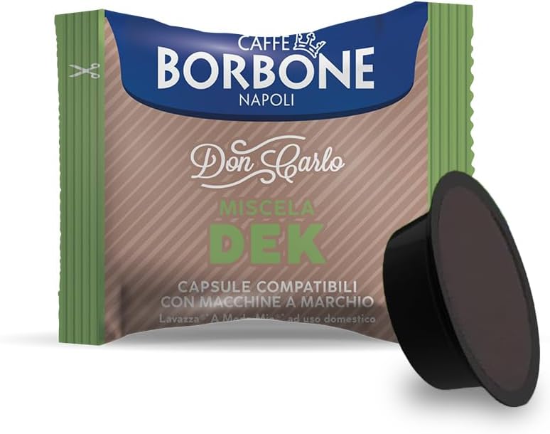 Caffè Borbone Don Carlo Dek Coffee Blend (Pack of 100) — Decaf Coffee Capsules with A Refined and Persistent Blend — Compatible with Lavazza* A Modo Mio* Machines for Domestic Use
