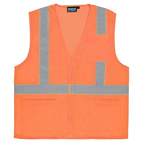 GlobalNiche® Orange, 4X-Large : ERB 61643 S362P Class 2 Economy Mesh Safety Vest with Pockets, Orange, 4X-Large