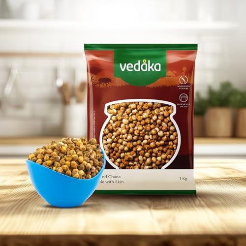 Image of Amazon Brand - Vedaka Roasted Chana Whole With Skin | 1 Kg | Desi Chickpeas | Perfect for snacking | Naturally Great Source of Protein and Fiber | No Artificial Flavours & No preservatives
