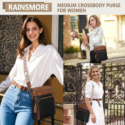 RAINSMORE Crossbody Bags for Women Leather Crossbody Purse Designer Womens Shoulder Handbags Trendy Cross Body Purse3