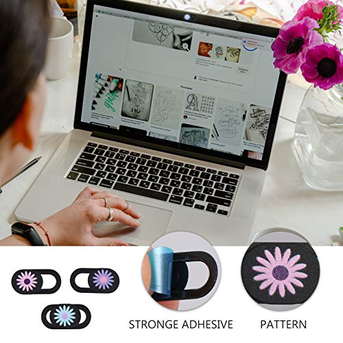PIXNOR 3Pcs Tampa da Webcam Do Computador Crisântemo Girassol Padrão Câmera Slide Blocker Privacidad