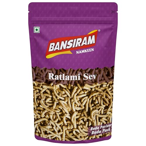 Image of Bansiram Namkeen | Ratlami Sev | Traditional Spicy Authentic Ratlami Snack | Crispy & Flavorful | Ready to Eat | 400g Pack