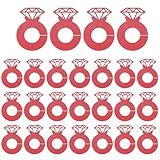 PATIKIL Marcadores de copa de vino con anillo de diamante, 25 etiquetas de papel para bebidas, cóctel, champán, etiqueta de nombre para boda, fiesta de cumpleaños, restaurante, color rojo
