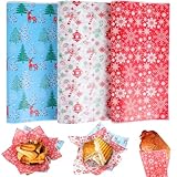 CCINEE 150 Pcs Christmas Wax Paper Sheets for Food, Greaseproof Wrapping Tissue Bulk for Deli Baking, Picnic, Sandwich, Cookies, Oilproof Basket Liners (9.84 x 9.84 Inch)