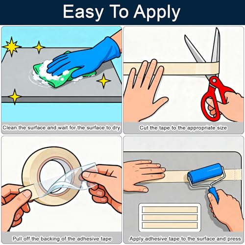 Image of Clear Anti Slip Tape for Stairs & Bathtubs, 2 inch x35FT Non-Skid Transparent Grip Tape - Soft PVC Safety Traction for Bare Feet, Pool Decks, Boats, Shower Floors