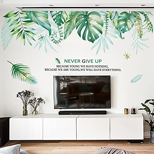 Green Tropical Leaves Wall Decal, Nature Palm Tree Leaf Plants Wall Sticker Cactus Diy Art Murals, Fresh Leaves Wall Decor For Bedroom Living Room Classroom Offices Home Decoration (Style 21) #TOP24