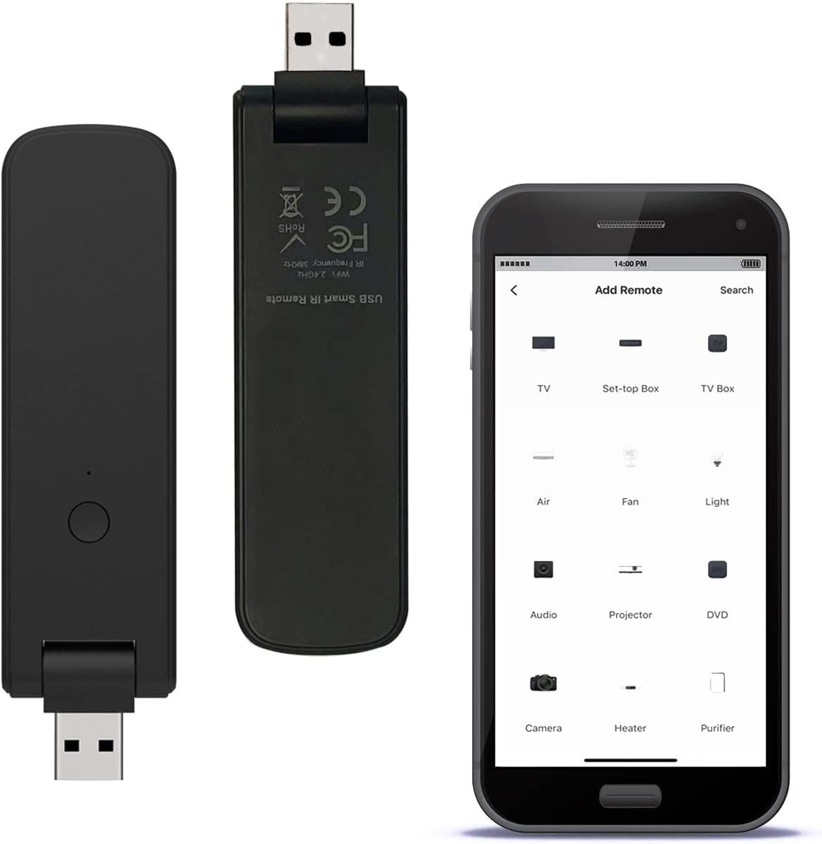 TANCANO Smart IR Controller, USB Wifi Infrared Universal Remote Control for Smart Home Automation Control Hub, Wireless IR Blaster for TV/DVD/AC/Lighting, Compatible with Alexa, Google Assistant - 
