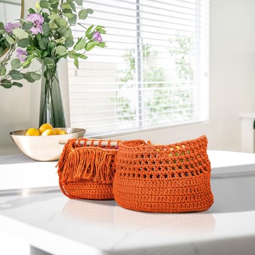 Image of ZUEXT Macrame Cord, Orange, 4mm x 547yds Cotton String Macrame Yarn | Natural Handmade, 4 Strands Twisted Cotton Rope, for Craft Wall Hanging Weaving Tapestry Dream Catchers Hanger DIY Gift, 500m