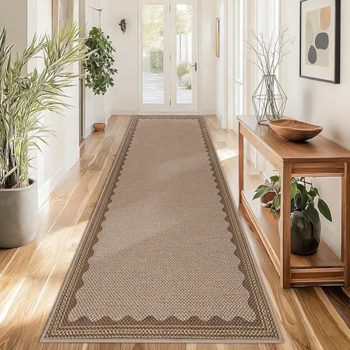 Famibay Läufer Flur 80x300cm Lang rutschfest Küchenläufer Waschbar Braun Jute Teppich Läufer...