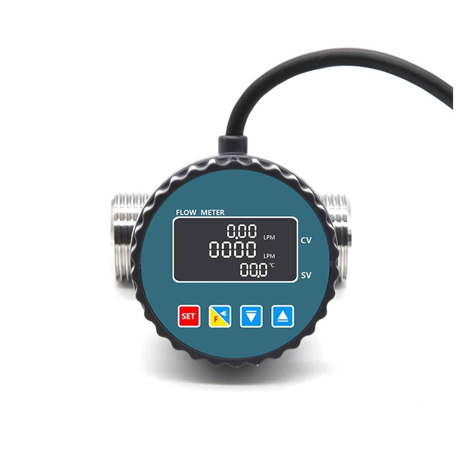 Caudalímetro ultrasónico, sensor de flujo de agua con pantalla digital para tuberías de aguas residuales, construcción de acero inoxidable, conectividad RS485, cuerpo de válvula resistente al desgaste