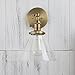 PERMO Single Sconces with Funnel Flared Glass Clear Glass Shade 1-Light Wall Mount Sconce Wall Lamp (Antique Gold)