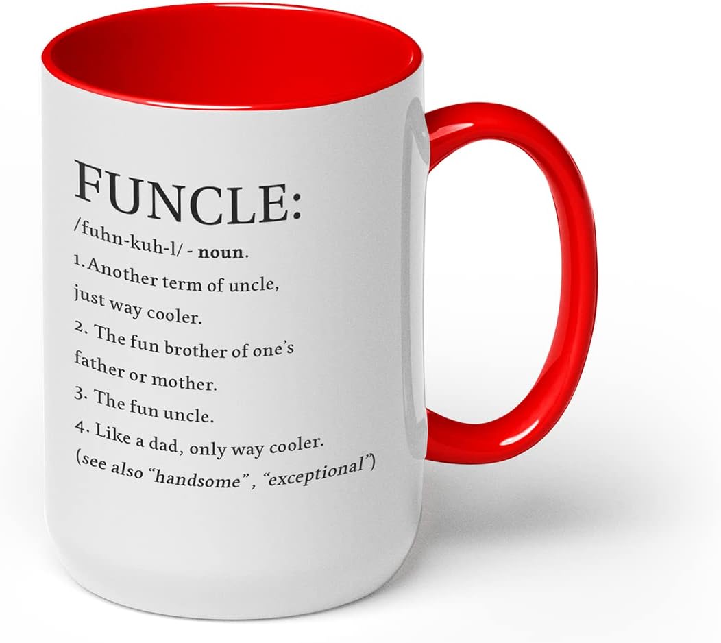 GotPrint Definition of a Funcle Mug Novelty Coffee Ceramic Cup Great Gift for Wife, Husband, Mom, Black Trim, 11 Oz