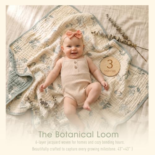 Image of Ultra Soft Muslin Baby Blanket,A Versatile Swaddle and Bed Blanket for Babies, Toddlers, Boys, and Girls (Sage Green Botanical)
