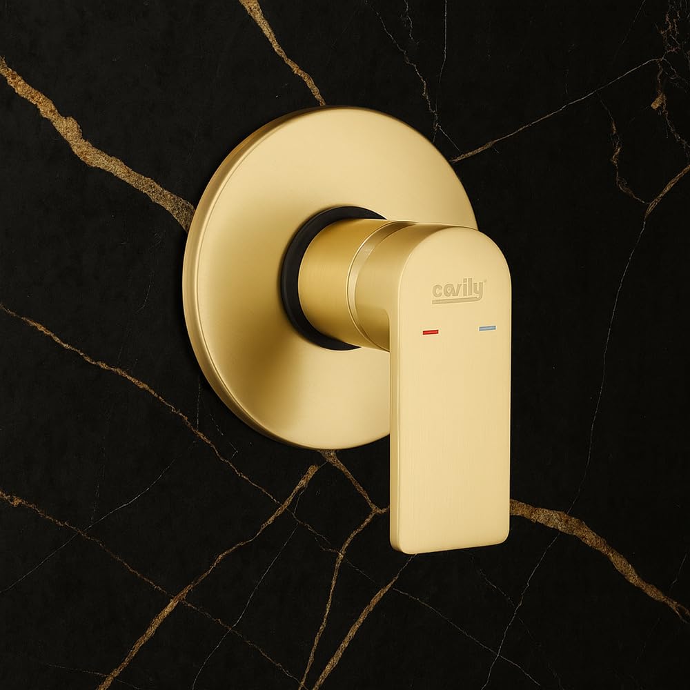 Vetrineinrete® Miscelatore per doccia ad incasso da parete oro opaco rubinetto monocomando moderno tondo