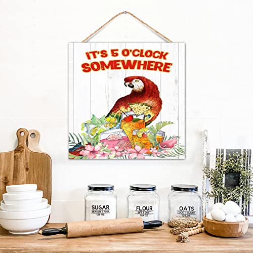 Panneau mural en bois fleurs rustiques et feuilles flamant rose 30cm - 2