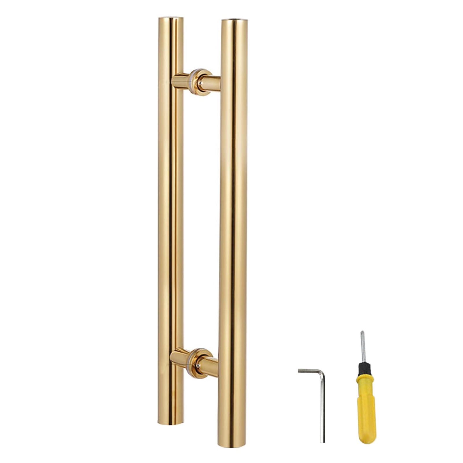 MXXQRHF Double Sided Push Pull Door Handles - 304 Stainless Steel Sliding Handle for Wooden/Glass Doors, Exterior & Interior Shower Door Handle, Gold Finish, 80cm (31.5")