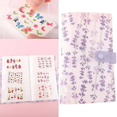 120 Slots Nail Art Sticker Storage Book Wisteria Flower Nail Art Decals Collecting Album Nail Stickers Display Book Collecting Holder Binder Book Plastic DIY Nail Art Design Tools