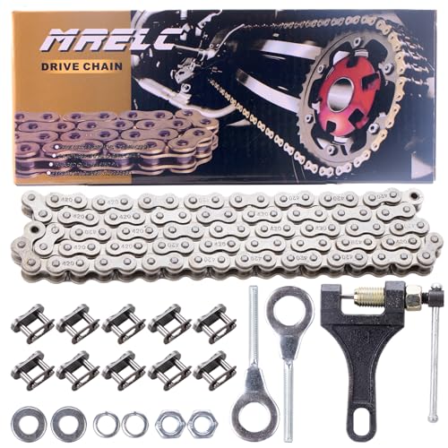 420 Rear Drive Chain 90 Link+ Chain Breaker, fit for Coleman Mini Bike CT200U BT200X CT200U-EX Trail 200 Baja Warrior TrailMaster Heat Massimo MB165 MB200 196cc 6.5hp Powersports Mini Bike Part