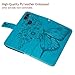 Moment Dextrad for Samsung Galaxy A11 Case Wallet, Butterfly Floral Embossed, Wrist Strap, Card Holder Slots, Stand Leather Protective Flip Phone Cover (Blue)