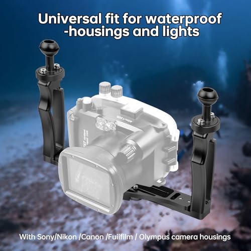 Image of Dual-Handle Underwater Camera Tray,Aluminum Alloy Holder, Compatible with Camera Waterproof Housing and Underwater Video Light(Black)