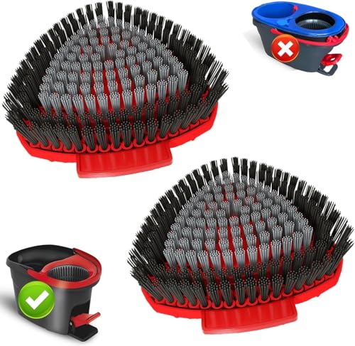 Bublador 2 Pack Scrubber Mop Replace Head Compatible with O Cedar EasyWring 1 Tank Spin Replacements Heads Scrub Brush Attachment for Bathroom Kitchen and Various of Hard Floors