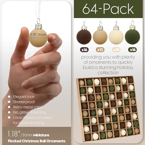 Sea Team 64er-Pack 30mm Mini Samt Weihnachtskugeln Prärie – Ansicht 3