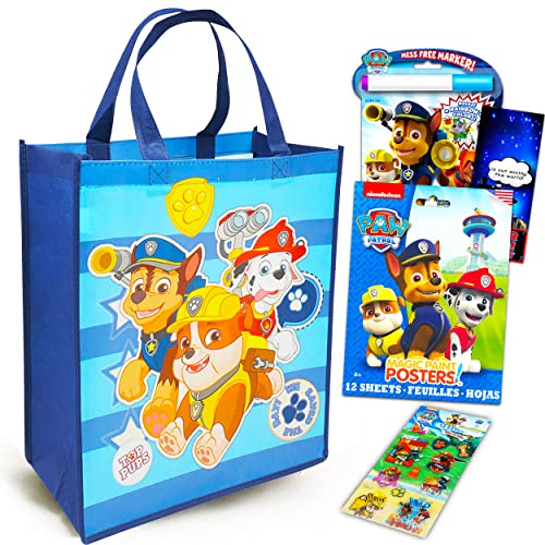 Nickelodeon Paw Patrol Tote Bag Bundle ~ Paw Patrol Bag Set with Coloring Books, and Paw Patrol Stickers (Paw Patrol Grocery Bag)