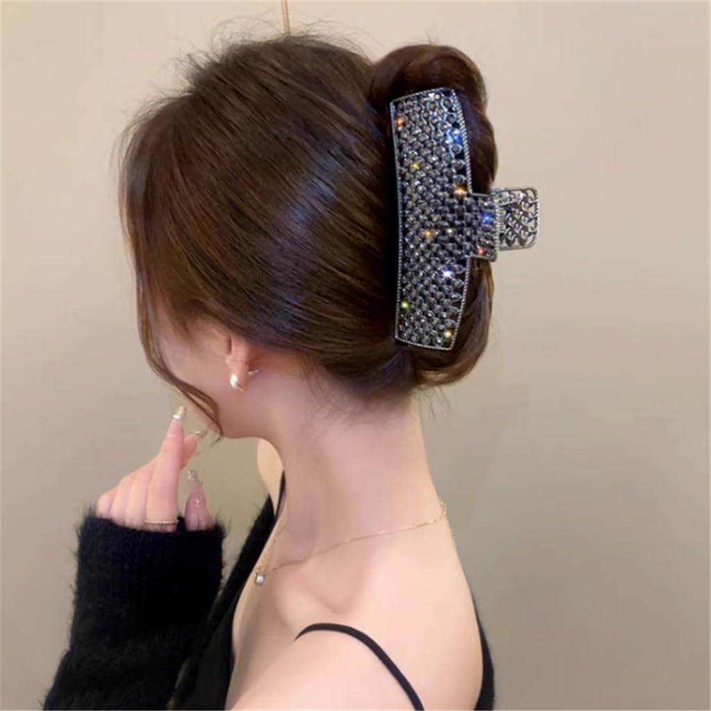 Full Diamond Metal Hair Grip Female Accessories Medium and Large Shark Clip Back of Netflix Clips Headdresses