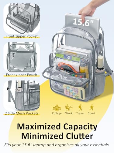 Image of Clear Backpack for School, Heavy Duty Clear Bookbag With a TSA Lock | 18 inch large clear bag, Durable PVC, For boys /girls /men /women /teens /adult, Ideal for work /sport /travel /daily life