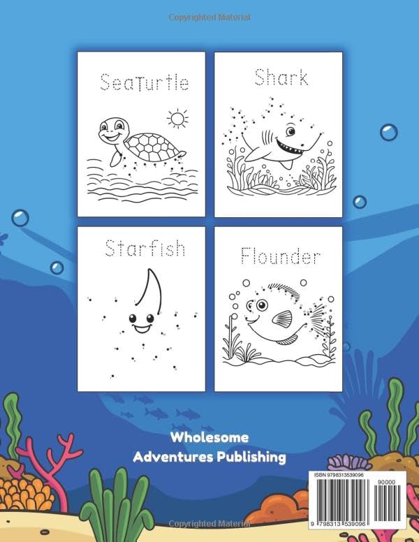Dot-to-Dot Ocean Adventure: Fun Animal Connect the Dots Puzzle for Kids - Ages 3-5 - Learn & Spell Animal Names (Dot-to-Dot Adventures) - Image 2