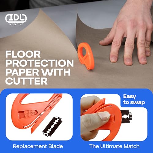 Papel enmascarador marrón Rosin 36" x 166 pies, 4 rollos con cortador – Cubierta de piso gruesa, protección de superficie miniatura 4