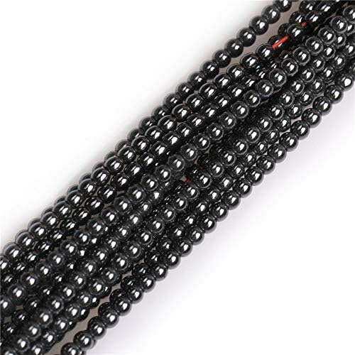 GEM-Inside Natural 10mm Magnetic Black Hematite Round Gemstone Semi Precious Loose Beads for Jewellery Making 15''
