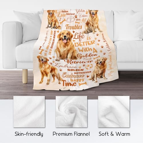 Golden Retriever Blanket, Golden Retriever Lovers Gift, Cute Soft Throw Gifts for Girls Boys Women, Cozy Flannel Throw Blankets for Bed Living Room, 60"x80"