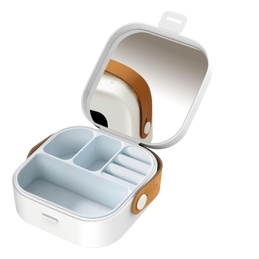 Photo 1 of Elegant White Jewelry Boxes with Mirror and Portable Handle - Your Perfect Storage Companion