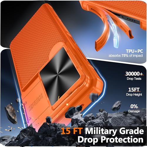 Image of Magnetic for Samsung Galaxy S26 Ultra Case,[Slide Camera Cover][Kickstand][Compatible with Magsafe][Military Grade Protection] Shockproof Rugged Case for Galaxy S26 Ultra,Orange
