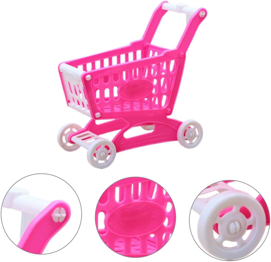 3pcs Mini Plastic Shopping Grocery Model Trolleys for Pretend Play Supermarket with Random Colors for ’s Role Play