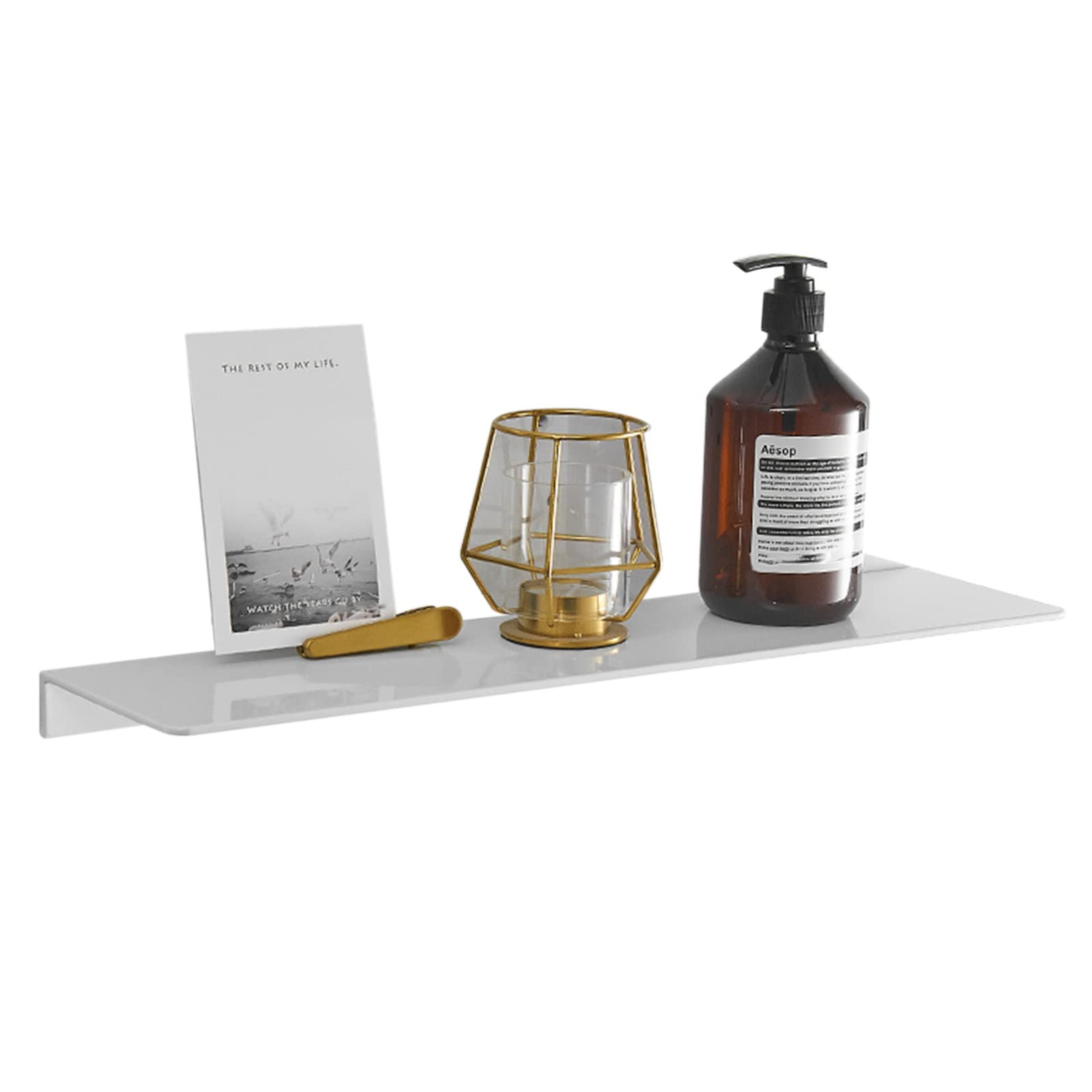 Estante de baño antióxido de aluminio espacial blanco con soporte autoadhesivo