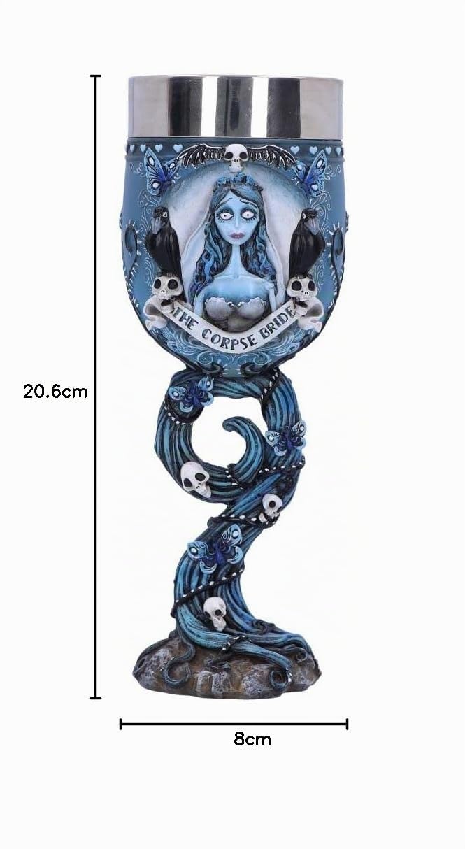 Nemesis Now Copa Oficial de la Novia cadáver, 20,6 cm, Resina y Acero Inoxidable, Producto Oficial de Corpse Bride Merchandise, Emily The Corpse Bride, Fundido en la Mejor Resina, Inserto de Acero