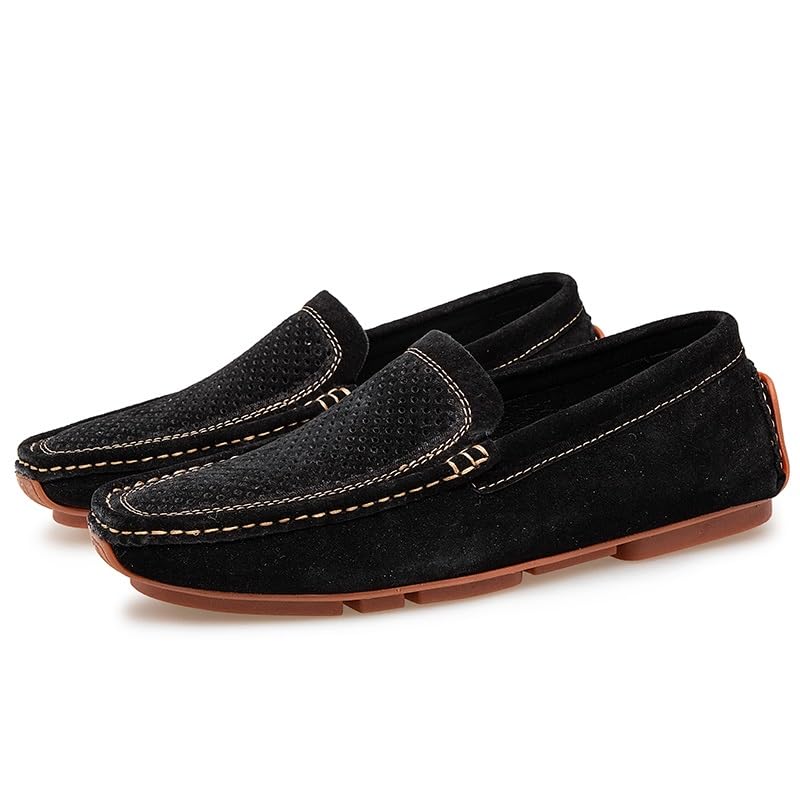 Loafers for Men Round Toe Solid Color Breathable Driving Style Loafer Lightweight Slip Resistant Flat Heel Outdoor Slip-on