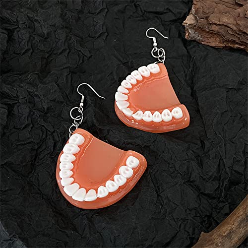 image for Aonklot Teeth Earrings Funny Denture Earrings Alternative Creative Per