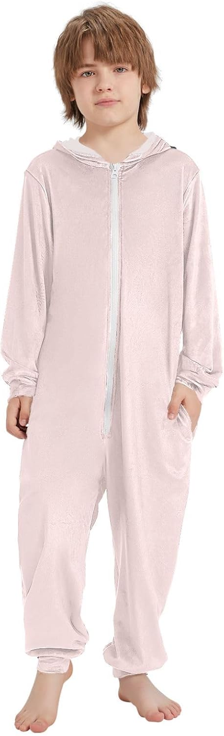 Medium Purple Novelty One-piece Pajamas, Long Sleeve Pajamas with Pockets Hooded Onesie PJs 4T