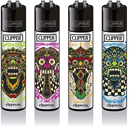 Clipper Classic Original Lighters Set of 4 - Winter Collection 2021 + 1 Clipper DHOBIA Lighter Free (Bali Barong)