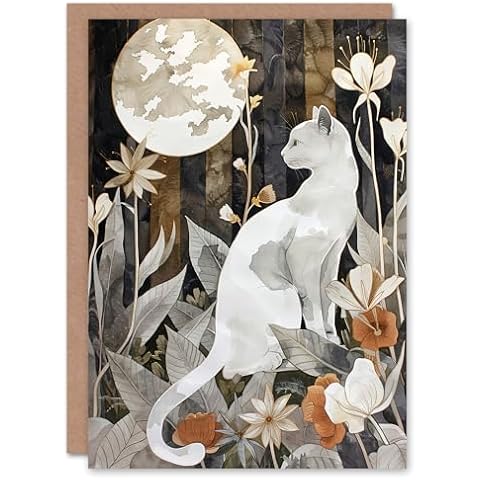 Artery8 Cat Lover Floral Greeting Card Cover
