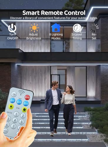 Image of Gaoxun 32.8ft Solar LED Strip Lights Outdoor, 640 LED, Cool White Flexible Rope Light with Remote Control, Dimmable, 8 Modes, IP68 Waterproof Self-Adhesive Accent Lighting for Patio Pool Stair Decor