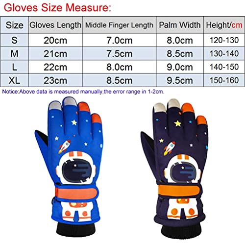 Luvas de neve para crianças – Luvas de neve de lã forradas para inverno à prova de vento Luvas de es