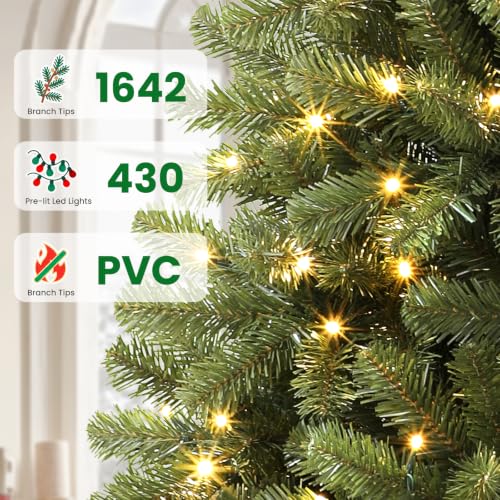 Image of 8FT Artificial Prelit Classic Christmas Tree with Remote Control,Timer